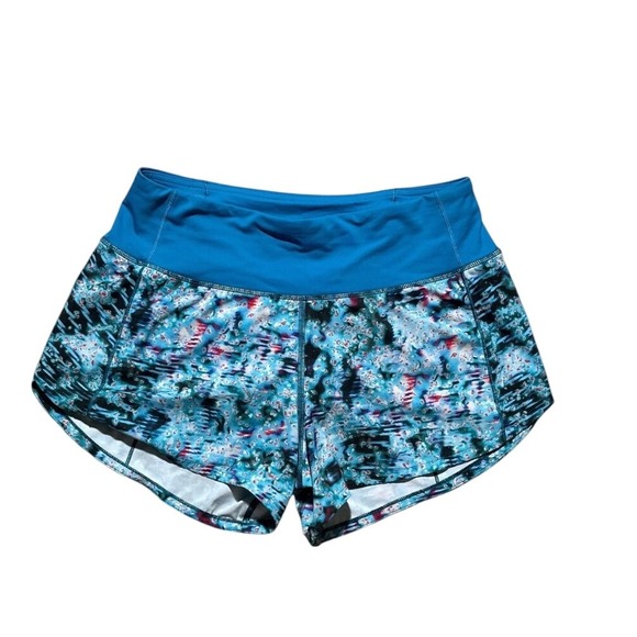 Lululemon Speed Shorts Women's Size 4 Blue Multicolor Print Running - Picture 1 of 7